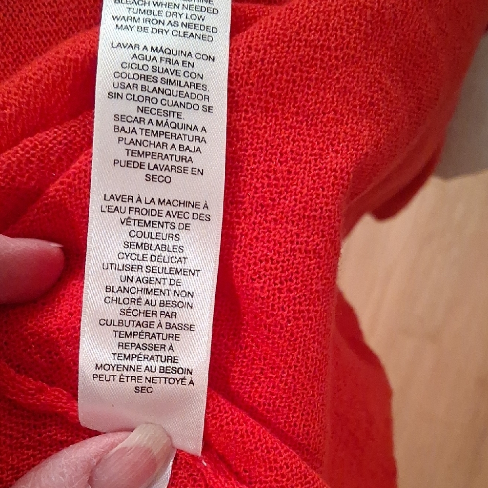 Chico's Bold Red Ruffled Cardigan - Picture 6 of 6